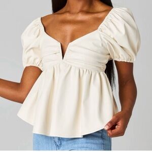 Buddy Love Houston Cream Puff Sleeve Top